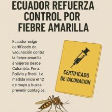 Ecuador refuerza control por fiebre amarilla